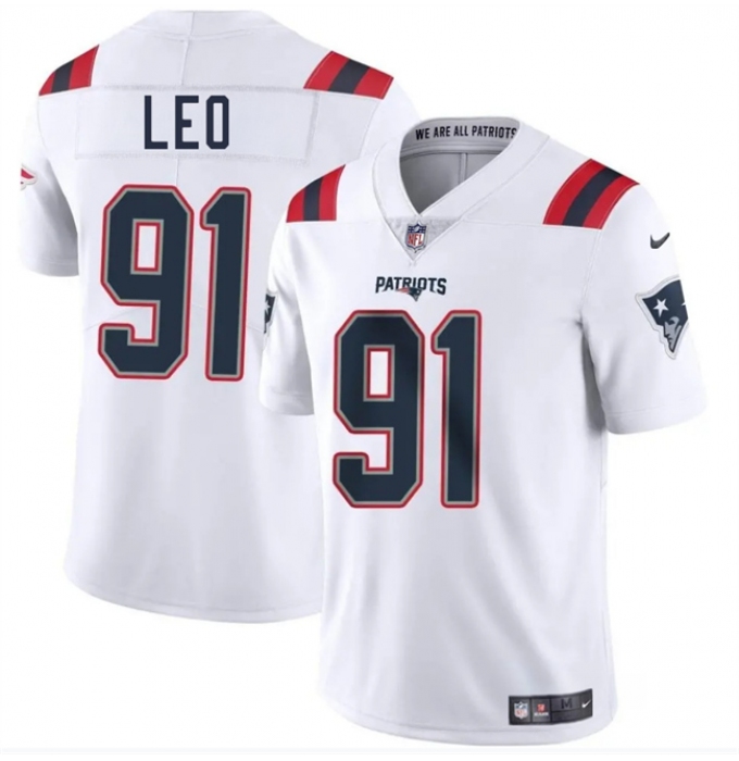 Men's New England Patriots #91 Titus Leo White 2025 Vapor Limited Football Stitched Jersey