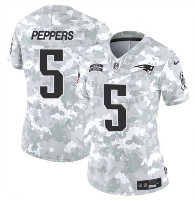 Women's New England Patriots #5 Jabrill Peppers 2024 F.U.S.E Arctic Camo Salute To Service Limited Stitched Jersey(Run Small)