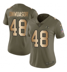 Women's Nike Baltimore Ravens #48 Patrick Onwuasor Limited Olive/Gold Salute to Service NFL Jersey