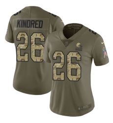 Women's Nike Cleveland Browns #26 Derrick Kindred Limited Olive/Camo 2017 Salute to Service NFL Jersey