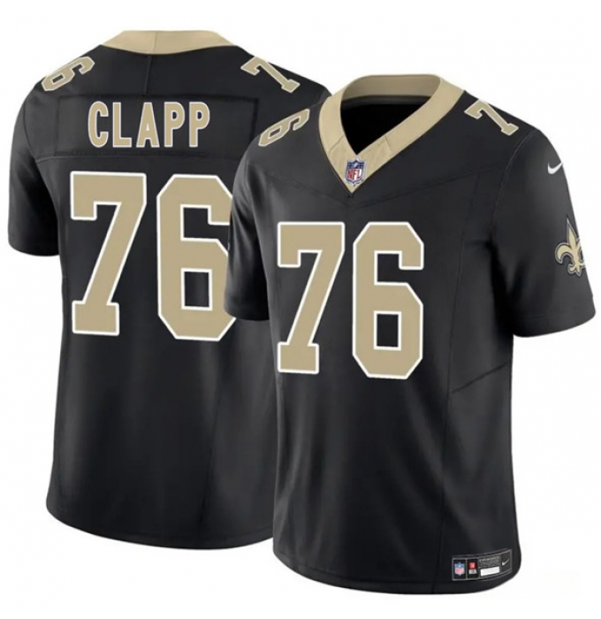 Men's New Orleans Saints #76 Will Clapp Black 2025 F.U.S.E. Vapor Limited Football Stitched Jersey