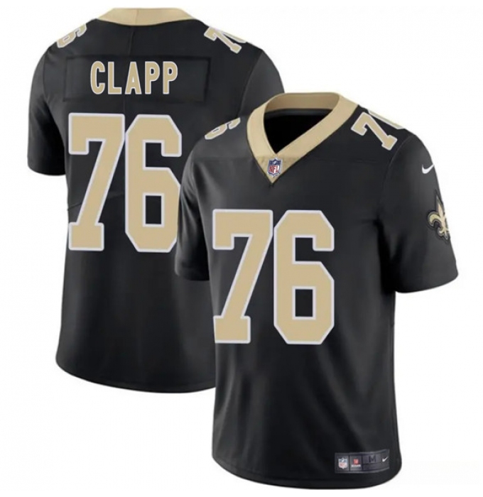 Men's New Orleans Saints #76 Will Clapp Black 2025 Vapor Limited Football Stitched Jersey