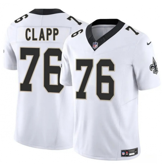 Men's New Orleans Saints #76 Will Clapp White 2025 F.U.S.E. Vapor Limited Football Stitched Jersey