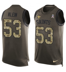 Men's Nike New Orleans Saints #53 A.J. Klein Limited Green Salute to Service Tank Top NFL Jersey
