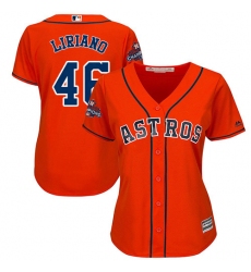 Women's Majestic Houston Astros #46 Francisco Liriano Replica Orange Alternate 2017 World Series Champions Cool Base MLB Jersey