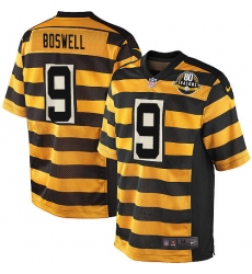 Youth Nike Pittsburgh Steelers #9 Chris Boswell Elite Yellow/Black Alternate 80TH Anniversary Throwback NFL Jersey