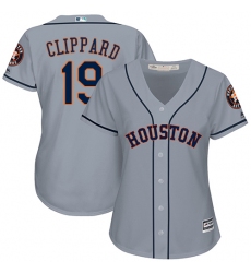 Women's Majestic Houston Astros #19 Tyler Clippard Replica Grey Road Cool Base MLB Jersey