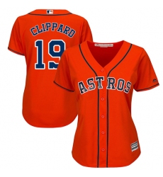 Women's Majestic Houston Astros #19 Tyler Clippard Replica Orange Alternate Cool Base MLB Jersey