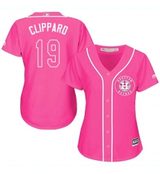 Women's Majestic Houston Astros #19 Tyler Clippard Replica Pink Fashion Cool Base MLB Jersey