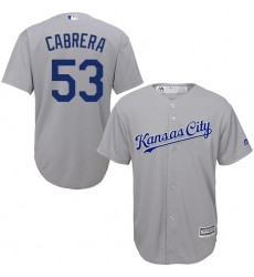 Men's Majestic Kansas City Royals #53 Melky Cabrera Replica Grey Road Cool Base MLB Jersey