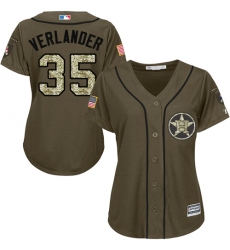 Women's Majestic Houston Astros #35 Justin Verlander Replica Green Salute to Service MLB Jersey