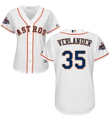 Women's Majestic Houston Astros #35 Justin Verlander Replica White Home 2017 World Series Champions Cool Base MLB Jersey