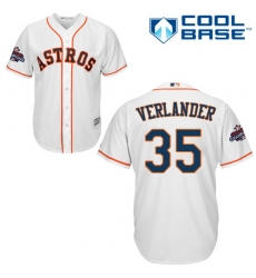 Youth Majestic Houston Astros #35 Justin Verlander Replica White Home 2017 World Series Champions Cool Base MLB Jersey