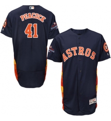 Men's Majestic Houston Astros #41 Brad Peacock Authentic Navy Blue Alternate 2017 World Series Champions Flex Base MLB Jersey