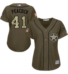 Women's Majestic Houston Astros #41 Brad Peacock Replica Green Salute to Service MLB Jersey