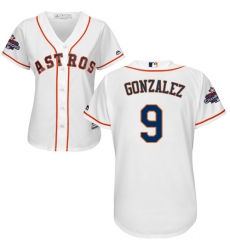 Women's Majestic Houston Astros #9 Marwin Gonzalez Replica White Home 2017 World Series Champions Cool Base MLB Jersey