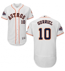 Men's Majestic Houston Astros #10 Yuli Gurriel Authentic White Home 2017 World Series Champions Flex Base MLB Jersey