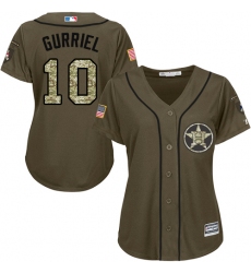 Women's Majestic Houston Astros #10 Yuli Gurriel Replica Green Salute to Service MLB Jersey