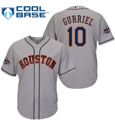 Youth Majestic Houston Astros #10 Yuli Gurriel Replica Grey Road 2017 World Series Champions Cool Base MLB Jersey