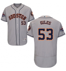 Men's Majestic Houston Astros #53 Ken Giles Authentic Grey Road 2017 World Series Champions Flex Base MLB Jersey