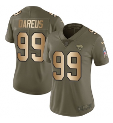 Women's Nike Jacksonville Jaguars #99 Marcell Dareus Limited Olive/Gold 2017 Salute to Service NFL Jersey