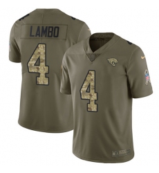 Men's Nike Jacksonville Jaguars #4 Josh Lambo Limited Olive/Camo 2017 Salute to Service NFL Jersey