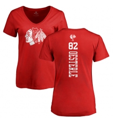 NHL Women's Adidas Chicago Blackhawks #82 Jordan Oesterle Red One Color Backer T-Shirt