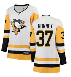 Women's Pittsburgh Penguins #37 Carter Rowney Authentic White Away Fanatics Branded Breakaway NHL Jersey