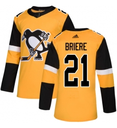 Men's Adidas Pittsburgh Penguins #21 Michel Briere Premier Gold Alternate NHL Jersey
