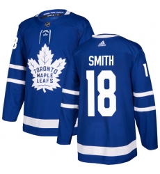 Men's Adidas Toronto Maple Leafs #18 Ben Smith Premier Royal Blue Home NHL Jersey