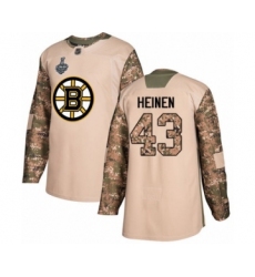 Men's Boston Bruins #43 Danton Heinen Authentic White Away Fanatics Branded Breakaway 2019 Stanley Cup Final Bound Hockey Jersey