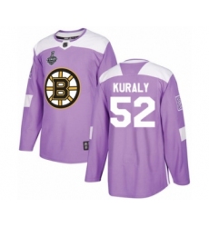 Men's Boston Bruins #52 Sean Kuraly Authentic Purple Fights Cancer Practice 2019 Stanley Cup Final Bound Hockey Jersey