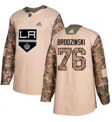 Youth Adidas Los Angeles Kings #76 Jonny Brodzinski Authentic Camo Veterans Day Practice NHL Jersey