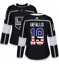 Women's Adidas Los Angeles Kings #19 Alex Iafallo Authentic Black USA Flag Fashion NHL Jersey