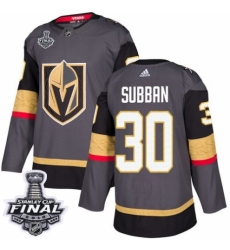 Men's Adidas Vegas Golden Knights #30 Malcolm Subban Premier Gray Home 2018 Stanley Cup Final NHL Jersey