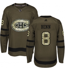 Men's Adidas Montreal Canadiens #8 Jordie Benn Premier Green Salute to Service NHL Jersey
