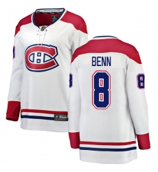 Women's Montreal Canadiens #8 Jordie Benn Authentic White Away Fanatics Branded Breakaway NHL Jersey