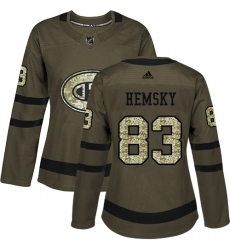 Women's Adidas Montreal Canadiens #83 Ales Hemsky Authentic Green Salute to Service NHL Jersey
