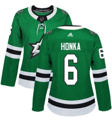 Women's Adidas Dallas Stars #6 Julius Honka Premier Green Home NHL Jersey