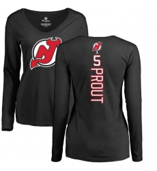 NHL Women's Adidas New Jersey Devils #5 Dalton Prout Black Backer Long Sleeve T-Shirt