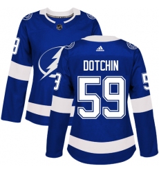 Women's Adidas Tampa Bay Lightning #59 Jake Dotchin Authentic Royal Blue Home NHL Jersey