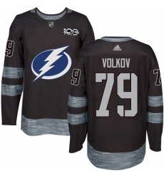 Men's Adidas Tampa Bay Lightning #79 Alexander Volkov Authentic Black 1917-2017 100th Anniversary NHL Jersey