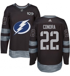 Men's Adidas Tampa Bay Lightning #22 Erik Condra Authentic Black 1917-2017 100th Anniversary NHL Jersey