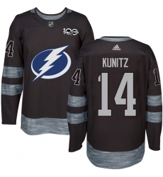 Men's Adidas Tampa Bay Lightning #14 Chris Kunitz Authentic Black 1917-2017 100th Anniversary NHL Jersey