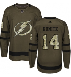 Men's Adidas Tampa Bay Lightning #14 Chris Kunitz Authentic Green Salute to Service NHL Jersey