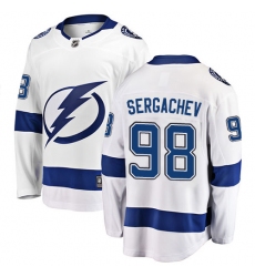 Men's Tampa Bay Lightning #98 Mikhail Sergachev Fanatics Branded White Away Breakaway NHL Jersey