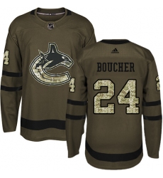 Youth Adidas Vancouver Canucks #24 Reid Boucher Premier Green Salute to Service NHL Jersey