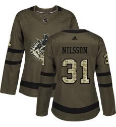 Women's Adidas Vancouver Canucks #31 Anders Nilsson Authentic Green Salute to Service NHL Jersey