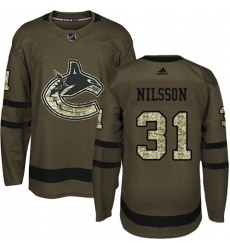 Youth Adidas Vancouver Canucks #31 Anders Nilsson Authentic Green Salute to Service NHL Jersey