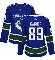 Women's Adidas Vancouver Canucks #89 Sam Gagner Authentic Blue Home NHL Jersey